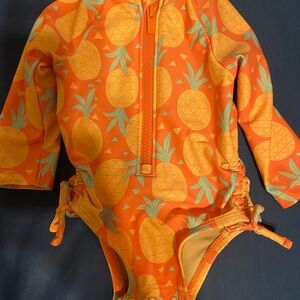 Orange Pineapple Print Swimsuit for Baby Girl
